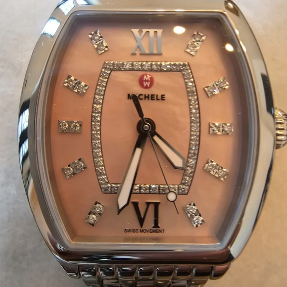 Michele Silver and Pink Watch - Picture 5 of 9